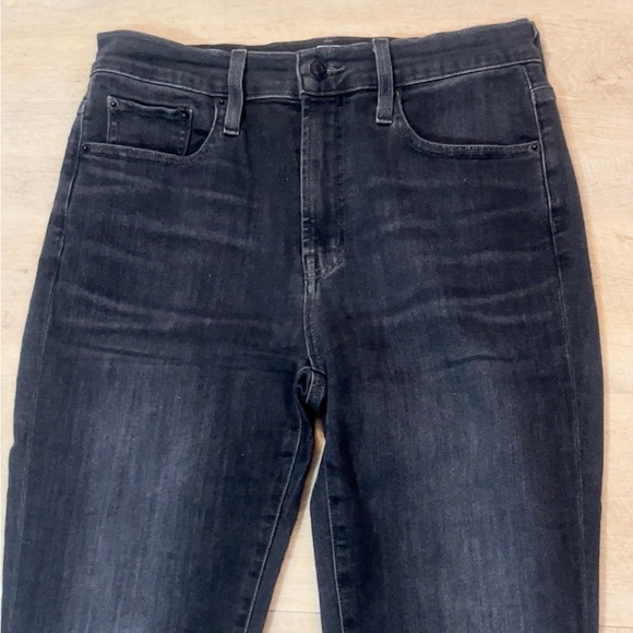 Edwin Bree Slim Straight Crop High Rise Raw Hem Black Wash Jeans Size 29 - Picture 2 of 10